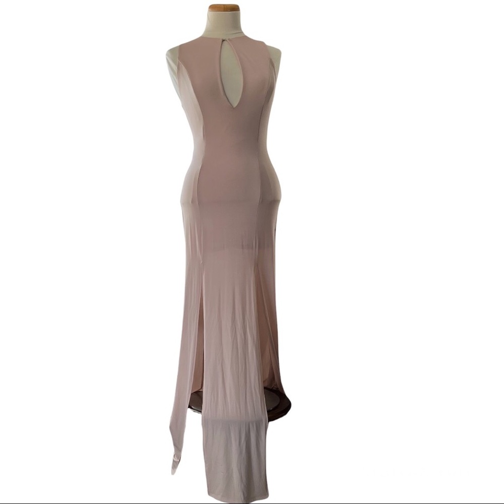 NWT Forever 21 Long Maxi Dress Sleeveless Slits Nude Beige Small